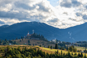 Fototapeta na wymiar Late summer view on Tihuta Pass, Bucovina, Romania