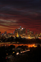 Fototapeta premium Colorful Sunset in Downtown Los Angeles, Southern California