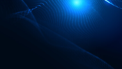 Dot blue wave light screen gradient texture background. Abstract ai technology big data digital background. 3d rendering.