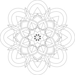 Easy Mandala coloring book simple and basic for beginners, seniors and children. Set of Mehndi flower pattern for Henna drawing and tattoo. Decoration in ethnic oriental, Indian style.