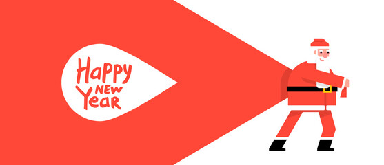 Santa Claus with a huge bag. Flat Style. isolated on white background