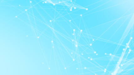 Abstract blue white polygon tech network with connect technology background. Abstract dots and lines texture background. 3d rendering.