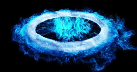 Abstract Portal Ring, Blue energy surge. Energy force fields Tunnel. Vortex energy. Pulsating, beating circle. valve moving in an organic motion moving energy within. 3D render, 4K loop - Powered by Adobe