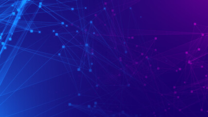 Obraz na płótnie Canvas Abstract purple violet and blue polygon tech network with connect technology background. Abstract dots and lines texture background. 3d rendering.