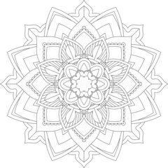 Fototapeta premium Easy Mandala coloring book simple and basic for beginners, seniors and children. Set of Mehndi flower pattern for Henna drawing and tattoo. Decoration in ethnic oriental, Indian style.