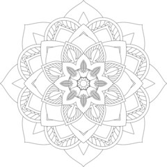 Easy Mandala coloring book simple and basic for beginners, seniors and children. Set of Mehndi flower pattern for Henna drawing and tattoo. Decoration in ethnic oriental, Indian style.