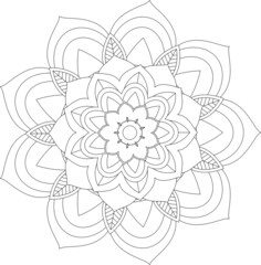 Easy Mandala coloring book simple and basic for beginners, seniors and children. Set of Mehndi flower pattern for Henna drawing and tattoo. Decoration in ethnic oriental, Indian style.