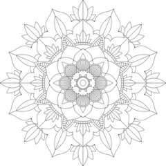 Easy Mandala coloring book simple and basic for beginners, seniors and children. Set of Mehndi flower pattern for Henna drawing and tattoo. Decoration in ethnic oriental, Indian style.