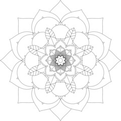 Easy Mandala coloring book simple and basic for beginners, seniors and children. Set of Mehndi flower pattern for Henna drawing and tattoo. Decoration in ethnic oriental, Indian style.