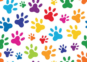 Naklejka na ściany i meble Seamless pattern with cat or dog footprints. Vector