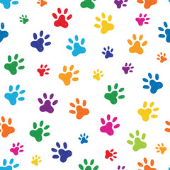 Fototapeta na wymiar Seamless pattern with cat or dog footprints. Vector