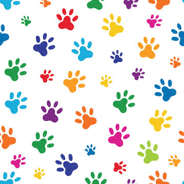 Seamless pattern with cat or dog footprints. Vector