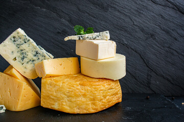 cheese many different types and grades meal on the table tasty serving size  top view copy space for text food background rustic