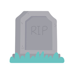 tombstone and grass isolated design icon