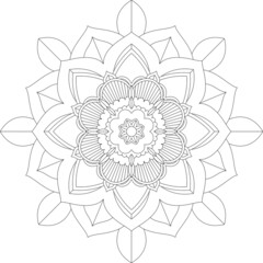 Easy Mandala coloring book simple and basic for beginners, seniors and children. Set of Mehndi flower pattern for Henna drawing and tattoo. Decoration in ethnic oriental, Indian style.