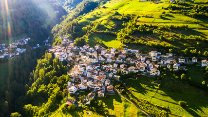 Cute Drone Photo Stelviopas Region stelvio North Italy village in mountain