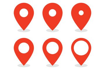 Set of location icons and map pin for navigation, transportation, delivery, place pointer and journey