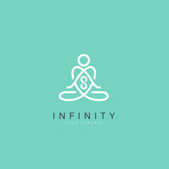 Infinity Yoga Logo Design Symbol Template Flat Style Vector Illustration