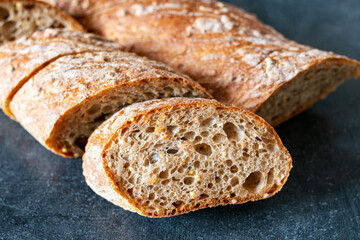 french bread on table. French baguettes.