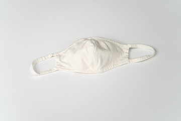 COVID PPE White Mask on White Background