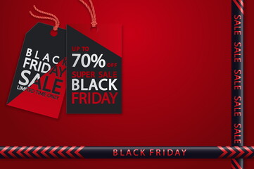 Black Friday realistic vector paper price tag. Sale price tag labels. © ku4erashka