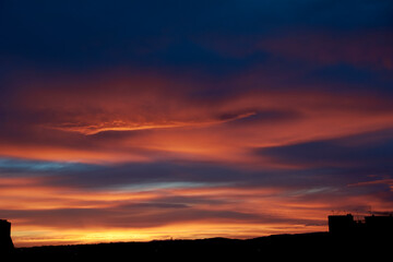 Fototapeta premium Clouds during sunset, orange