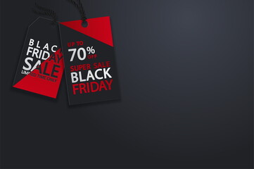 Black Friday realistic vector paper price tag. Sale price tag labels. © ku4erashka