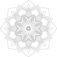 Easy Mandala coloring book simple and basic for beginners, seniors and children. Set of Mehndi flower pattern for Henna drawing and tattoo. Decoration in ethnic oriental, Indian style.