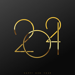 Happy New Year card with golden modern text. 2021. Vector