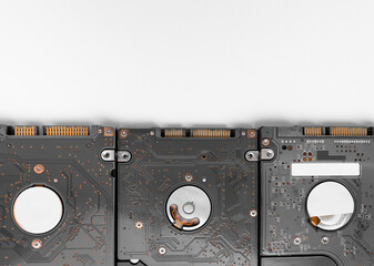 close up of disk drives