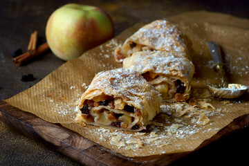 festive Apple strudel with raisins