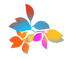 Colored leaves on a tree branch. Vector illustration