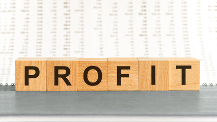 PROFIT word made with building blocks. concept.