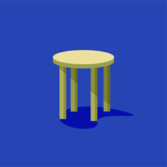 illustration of a wooden stool with shades on a blue background