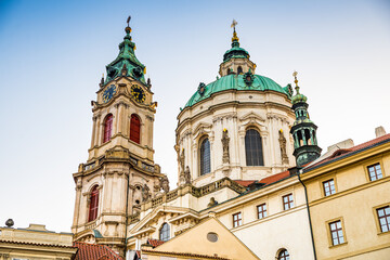 Prague, Czech republic - September 20, 2020. Details of St. Nicholas Church 