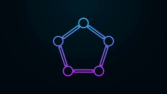 Glowing neon line Geometric figure Pentagonal prism icon isolated on black background. Abstract shape. Geometric ornament. 4K Video motion graphic animation