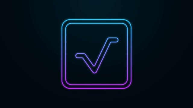 Glowing neon line Square root icon isolated on black background. 4K Video motion graphic animation