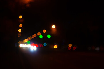 Night city blurred lights of cars on the road 4