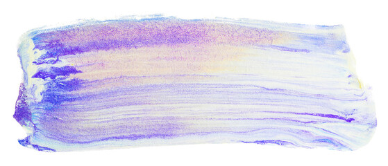 Stain paint brush stroke iridescent. Blue violet hand-drawn.