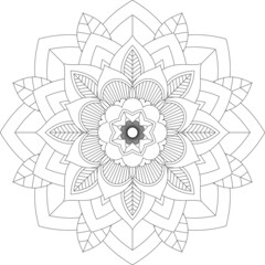 Easy Mandala coloring book simple and basic for beginners, seniors and children. Set of Mehndi flower pattern for Henna drawing and tattoo. Decoration in ethnic oriental, Indian style.