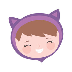 happy halloween, cute face girl cat costume isolated design icon