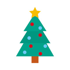 christmas tree with ornaments, flat style
