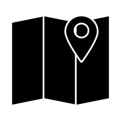 map with location pin icon, silhouette style