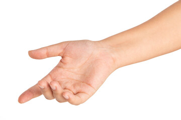 Arm and hand of a young woman cut out