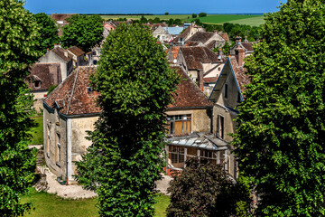 View of Provins medieval city from Cesar tower. Provins - commune in Seine-et-Marne department, Ile-de-France region, north-central France. UNESCO World Heritage Site.