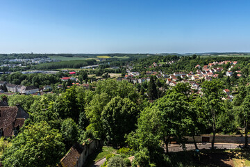 View of Provins medieval city from Cesar tower. Provins - commune in Seine-et-Marne department, Ile-de-France region, north-central France. UNESCO World Heritage Site.