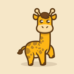 Cute little baby giraffe mascot logo design illustration