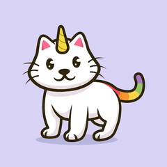 Cute cat unicorn mystical mascot logo design illustration