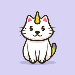 Cute cat unicorn mystical mascot logo design illustration