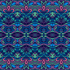 Vector seamless pattern ethnic tribal geometric psychedelic colorful print